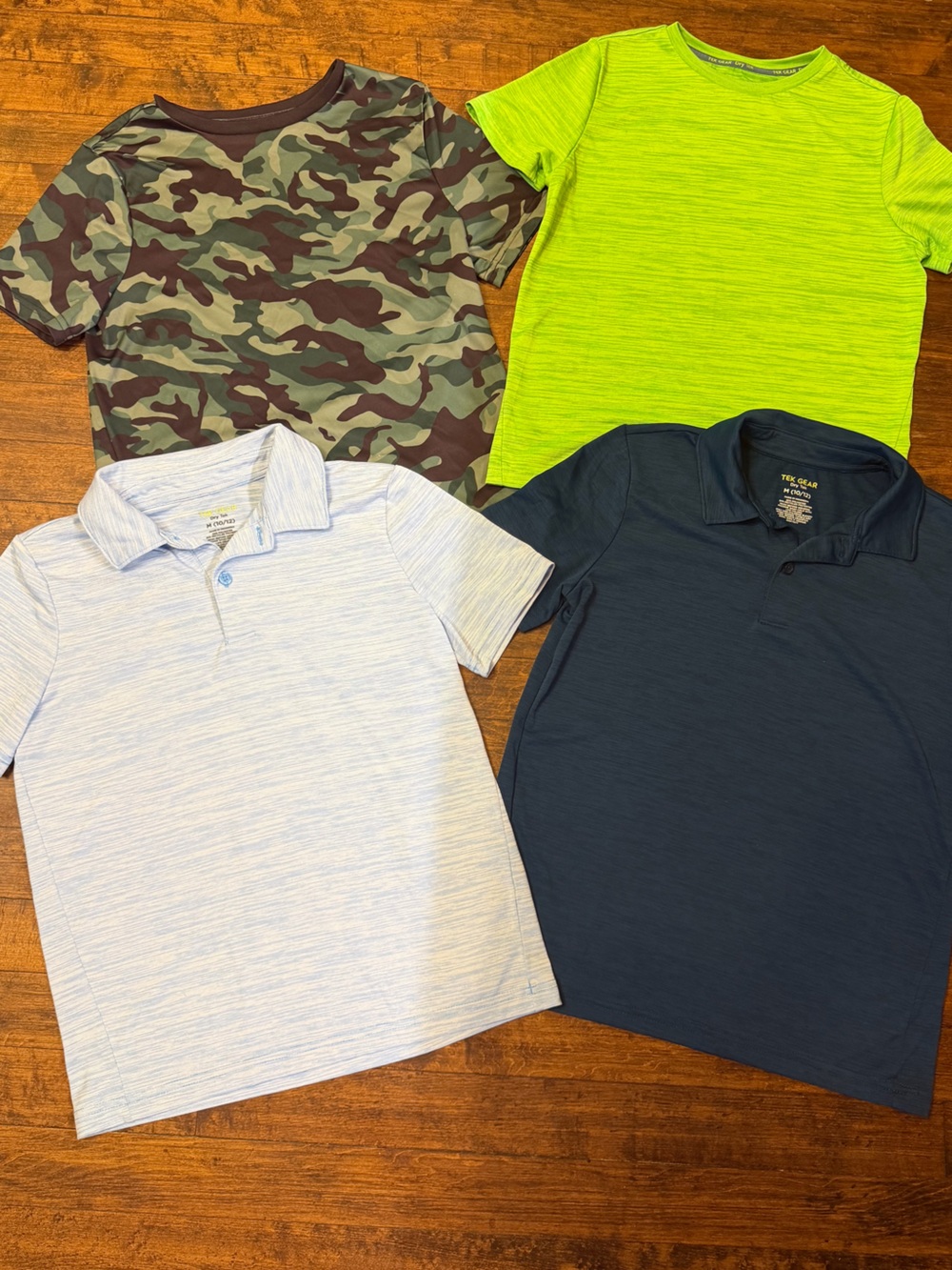 Boys Athletic Dry Fit Performance Shirts Polos Bundle 4 Tek Gear Size 10/12 Kids